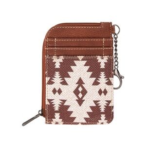 Wrangler Card Wallet Boho Aztec & Brown with Zipper Pocket, NEW